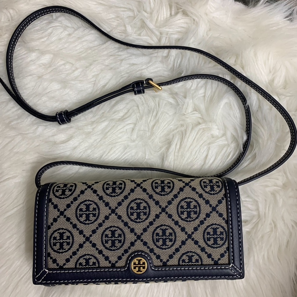Tory Burch T Monogram Jacquard Wallet Logo Small Crossbody Bag